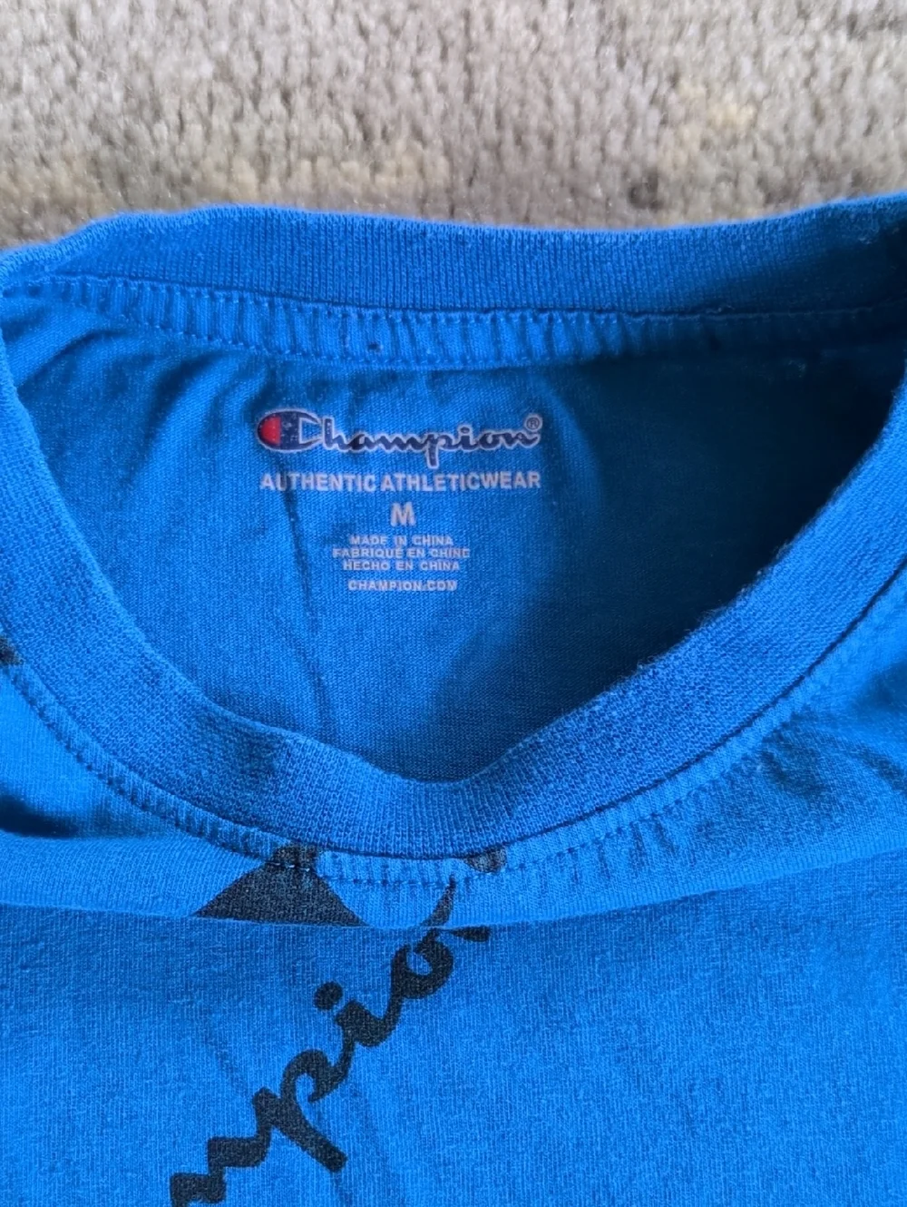 Champion Boys' Blue Logo Allover Crewneck Tee